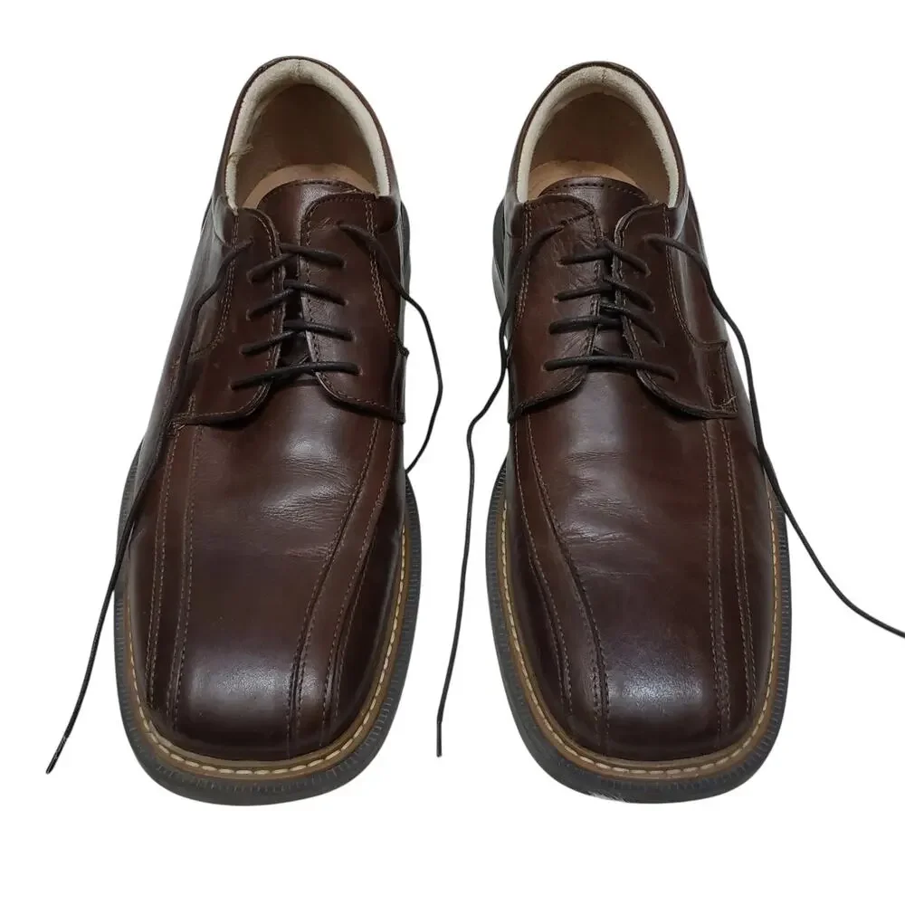 Skechers City of Angels Italy Made Men 12 Brown Square Toe Lace up Oxford Shoes